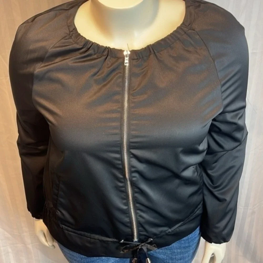 Meaneor Black‎ lightweight Water Resistant Zip Front Jacket Size XL